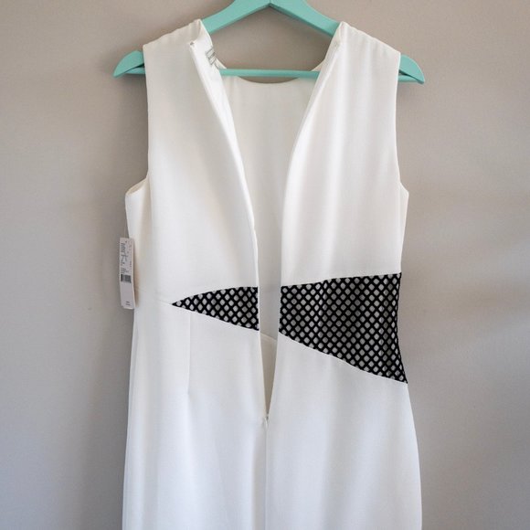 Katherine Kelley White Black Mesh Eyelet Cutout Dress - Picture 7 of 10